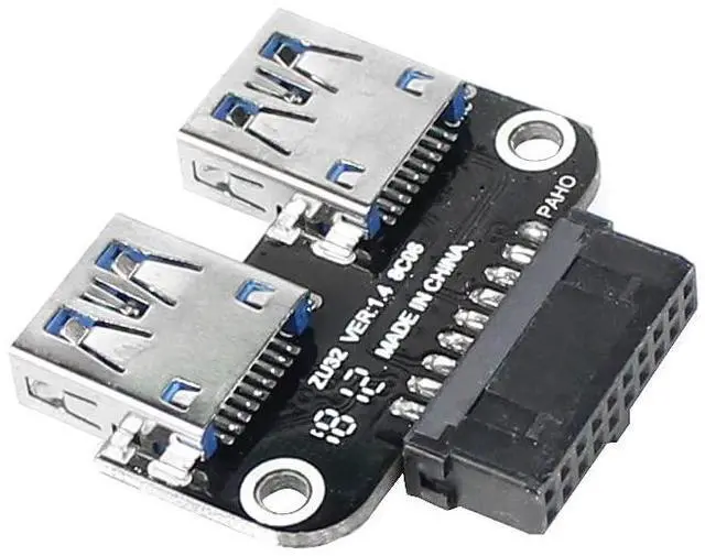 Alt view image 5 of 6 - Vszerda 20Pin to Dual USB3.0 Adapter Connverter Desktop Motherboard 19 Pin/20P Header to 2 Ports USB 3.0 A Female Connector Card Reader (Horizontal Version)