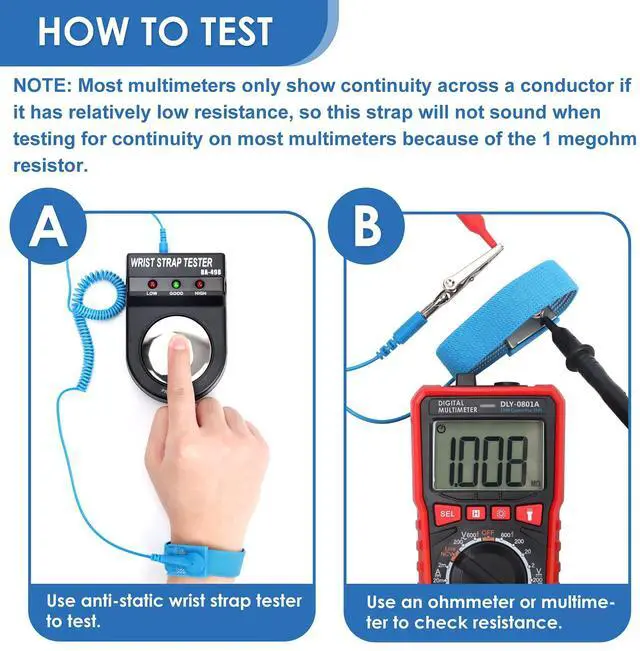 Alt view image 3 of 7 - Vszerda Anti Static Wrist Strap, 11" Antistatic Wrist Band Grounding Bracelet ESD Wrist Strap Adjustable wristband with Alligator Clip, Extra Long Cord for PC Computer Building Electronics Repair
