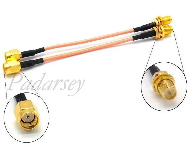 Alt view image 2 of 2 - Vszerda 2pcs 90mm FPV Antenna Extension Cable RP-SMA Male to RP-SMA Female Antenna Adapter