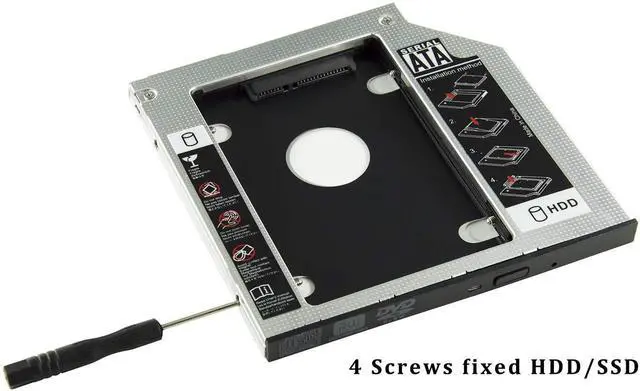 Alt view image 2 of 4 - Universal 9.5mm SATA to SATA 2nd SSD HDD Hard Drive Caddy Adapter Tray Enclosures Compatible Compatible with DELL HP Lenovo ThinkPad ACER Gateway ASUS Sony Samsung MSI Laptop