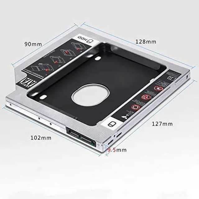 Alt view image 4 of 4 - Universal 9.5mm SATA to SATA 2nd SSD HDD Hard Drive Caddy Adapter Tray Enclosures Compatible Compatible with DELL HP Lenovo ThinkPad ACER Gateway ASUS Sony Samsung MSI Laptop