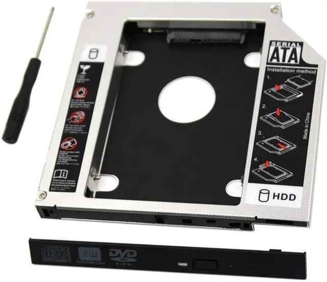 Main image of Universal 9.5mm SATA to SATA 2nd SSD HDD Hard Drive Caddy Adapter Tray Enclosures Compatible Compatible with DELL HP Lenovo ThinkPad ACER Gateway ASUS Sony Samsung MSI Laptop