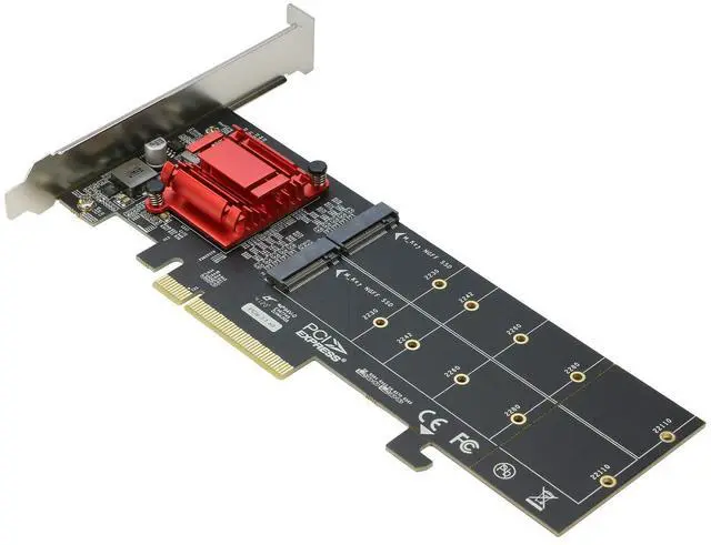Main image of Dual NVMe PCIe Adapter, BUCIER M.2 NVMe SSD to PCI-e 3.1 x8/x16 Card Support M.2 (M Key) NVMe SSD 22110/2280/2260/2242/2230