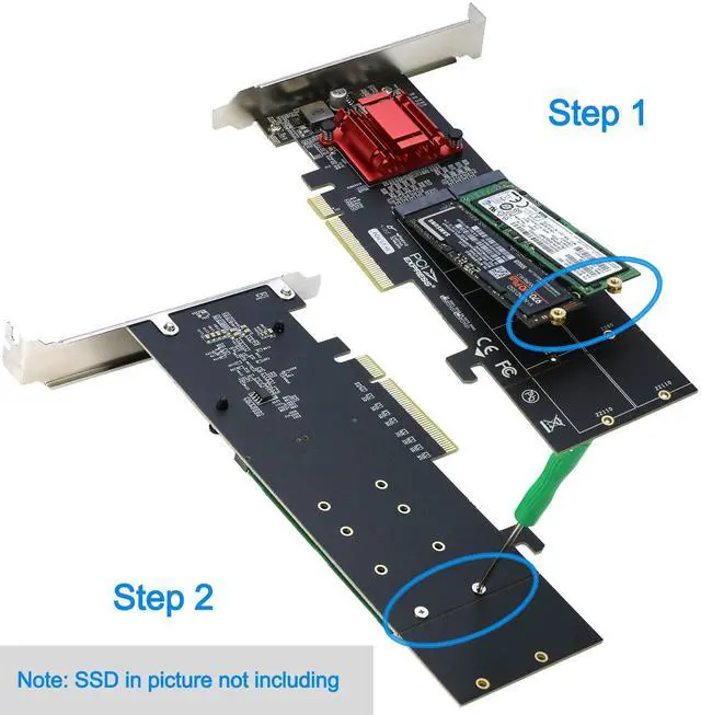 Alt view image 4 of 5 - Dual NVMe PCIe Adapter, BUCIER M.2 NVMe SSD to PCI-e 3.1 x8/x16 Card Support M.2 (M Key) NVMe SSD 22110/2280/2260/2242/2230