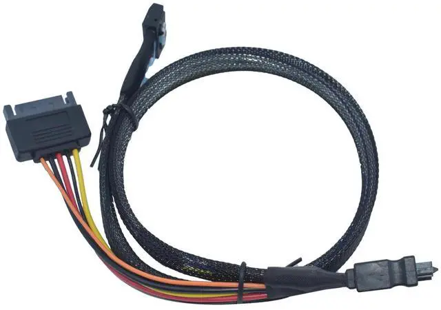 Alt view image 7 of 7 - Vszerda PCIe 5.0 MCIO x4 to U.2 SFF-8639 Cable for NVMe SSD with 15Pin Power, 1.6ft (50cm)