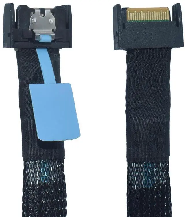 Alt view image 6 of 7 - Vszerda PCIe 5.0 MCIO x4 to U.2 SFF-8639 Cable for NVMe SSD with 15Pin Power, 1.6ft (50cm)