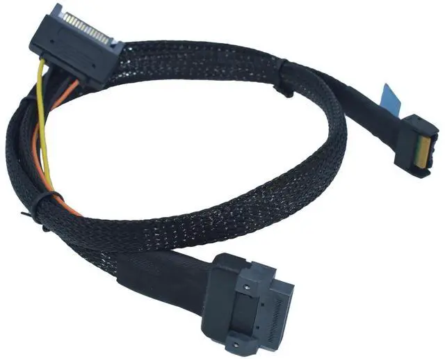 Alt view image 2 of 5 - Vszerda PCIe 5.0 MCIO x4 to EDSFF 1C Cable for E1.S E1.L E3.S E3.L SSD with 15P Power, 1.6ft(50 cm)
