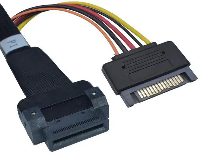 Alt view image 2 of 5 - Vszerda PCIe 5.0 MCIO x8 to 2 EDSFF E1 E3 Cable for E1.S E1.L E3.S E3.L SSD with 15P Power, 2.1ft(65 cm)