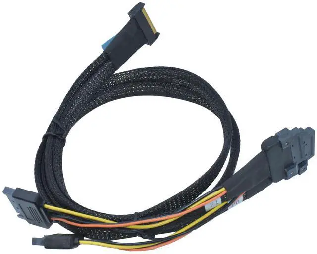 Alt view image 3 of 5 - Vszerda PCIe 5.0 MCIO x8 to 2 EDSFF E1 E3 Cable for E1.S E1.L E3.S E3.L SSD with 15P Power, 2.1ft(65 cm)