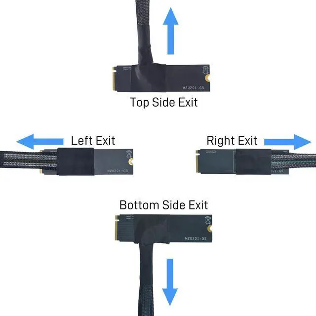 Alt view image 2 of 5 - Vszerda PCIe 5.0 M.2 to U.2 Adapter, M.2 to SFF-8639 U.2 NVMe SSD Cable with 15Pin Power, Top Side Exit, 1.6ft (50cm)