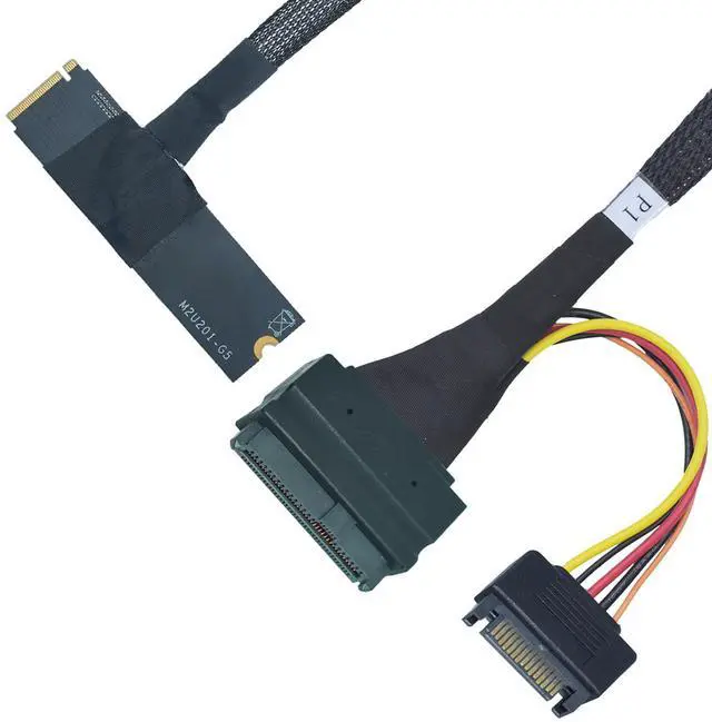 Main image of Vszerda PCIe 5.0 M.2 to U.2 Adapter, M.2 to SFF-8639 U.2 NVMe SSD Cable with 15Pin Power, Top Side Exit, 1.6ft (50cm)