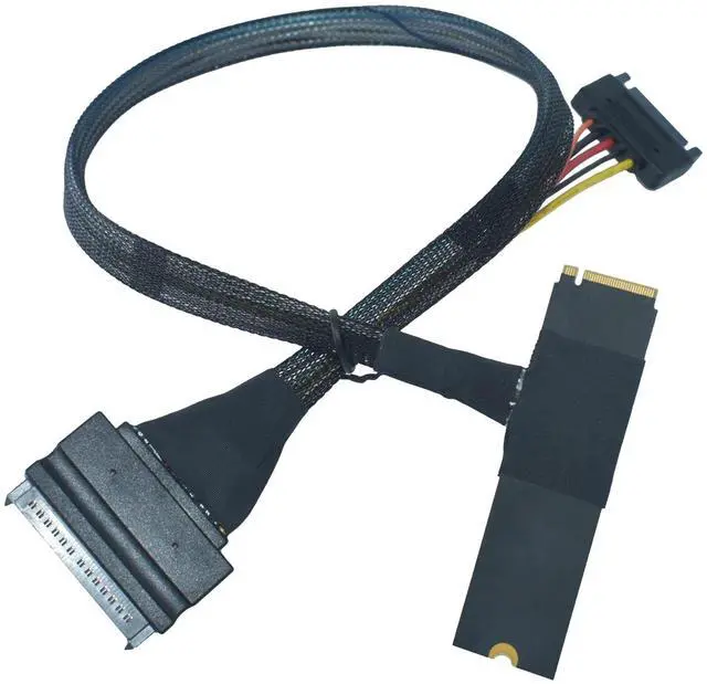 Alt view image 4 of 5 - Vszerda PCIe 5.0 M.2 to U.2 Adapter, M.2 to SFF-8639 U.2 NVMe SSD Cable with 15Pin Power, Top Side Exit, 1.6ft (50cm)