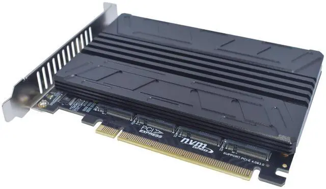 Main image of Vszerda M.2 PCIe Adapter x16 Gen4 for 4 Ports M2 SSDs, PCIe M.2 Expansion Card for 4 M.2 2280 2260 2242 2230 NVMe SSDs M Key with Advanced Cooling Heat Sink