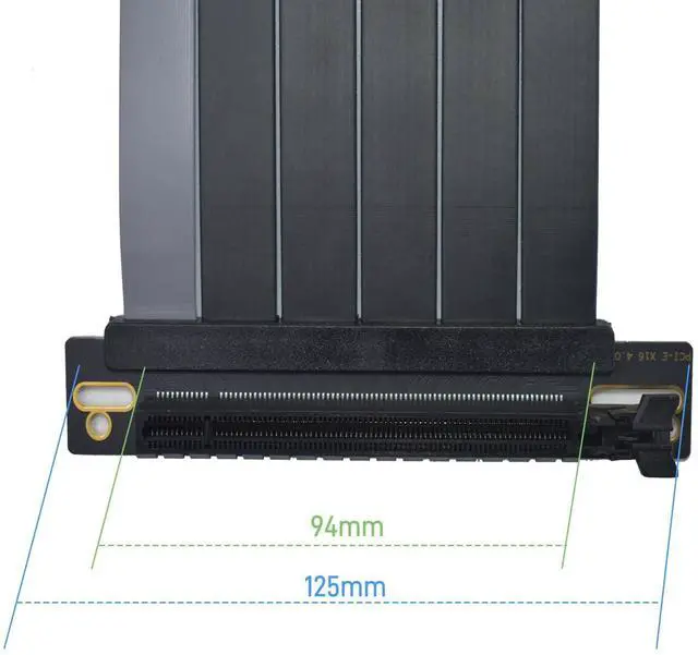 Alt view image 4 of 4 - Vszerda PCIe 4.0 Riser Cable, PCI-e x16 GPU Riser Extension Cable Right Angle Adapter, Black, 200mm