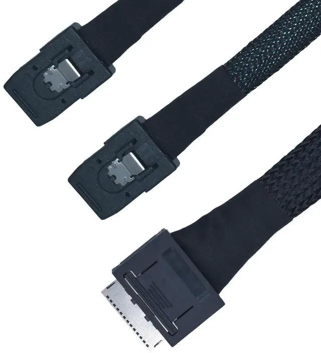 Main image of Vszerda PCIe 4.0 Oculink SFF-8611 8X to 2 Mini SAS SFF-8087 Cable, 1.6ft (50cm)