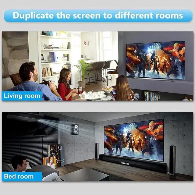 Alt view image 3 of 7 - Vszerda HDMI Splitter 4K@60Hz, HDMI Splitter 1 in 2 Out, HDMI Splitter for Dual Monitors Only Duplicate/Mirror Screens, Support HDMI2.0b, HDCP2.2, 18.5Gbps, Auto Scaling, Full HD 1080P 3D