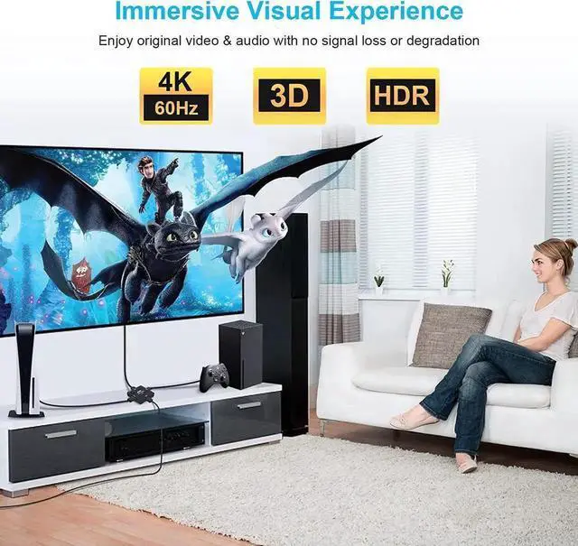 Alt view image 7 of 7 - HDMI Switch 3 in 1 Out 4K UHD HDMI Switcher Splitter, HDMI Switch Box Hub with 3.9FT HDMI Cable Support 4K 60Hz 3D 1080P HDCP2.2 for PS5 PS4 Xbox DVD Player Fire Stick Apple TV PC