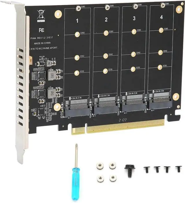 Main image of Vszerda M.2 PCIE Adapter Card, 4 Port M.2 NVMe SSD to PCIE X16 M Key Hard Drive Converter Reader Expansion Card PC Internal Expansion Card Pcie Nvme Adapter (ph44)