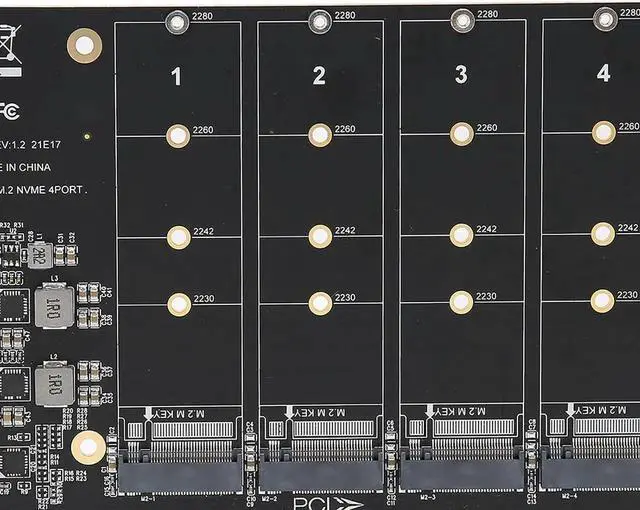Alt view image 3 of 7 - Vszerda M.2 PCIE Adapter Card, 4 Port M.2 NVMe SSD to PCIE X16 M Key Hard Drive Converter Reader Expansion Card PC Internal Expansion Card Pcie Nvme Adapter (ph44)