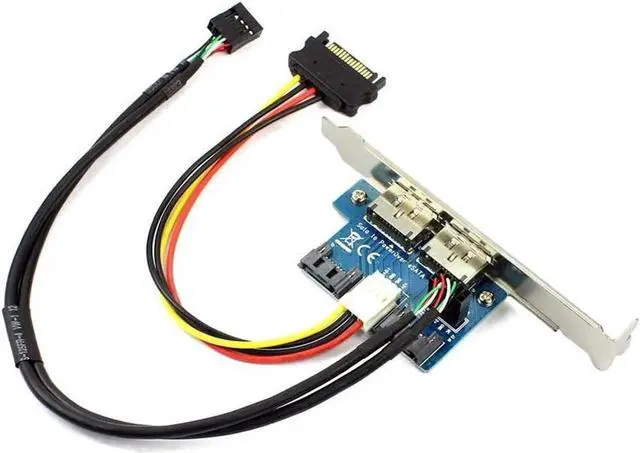 Main image of Vszerda Desktop 2 Ports SATA to Power eSATA eSATAp 9Pin to USB 2.0 Converter Power by SATA 15pin w/full Profile Bracket Expansion Card