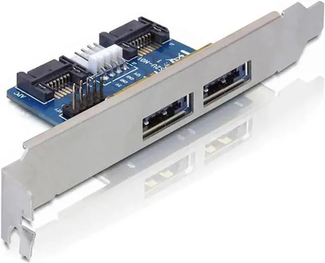 Alt view image 4 of 6 - Vszerda Desktop 2 Ports SATA to Power eSATA eSATAp 9Pin to USB 2.0 Converter Power by SATA 15pin w/full Profile Bracket Expansion Card