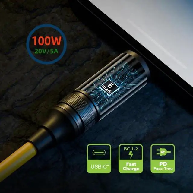 Alt view image 6 of 7 - Vszerda Cable Smart LED Display USB-C USB4 Cable 20Gbps 100W 8K for Laptop Disk PhoneType-C Male to Male Cable Power & Data (100CM)