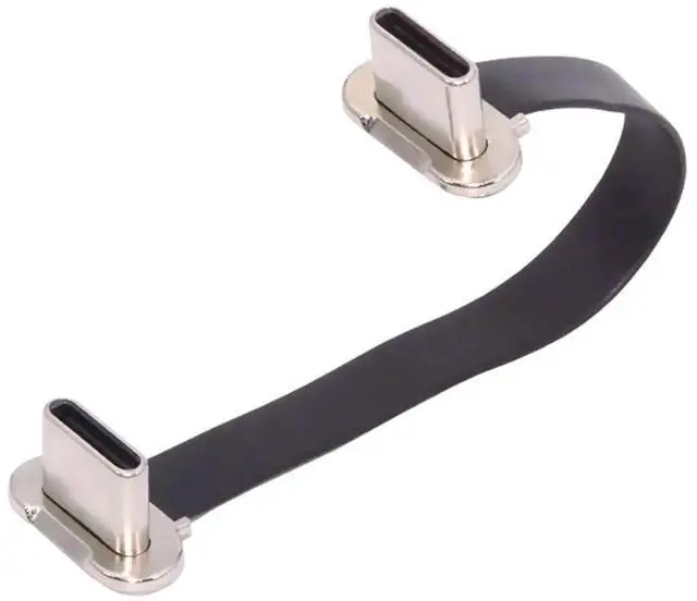 Main image of Vszerda Cable Angled USB-C Type C to USB-C Ultra Slim Flat Power USB2.0 Data Cable 65W Fast Charge for Laptop Tablet Phone 7cm