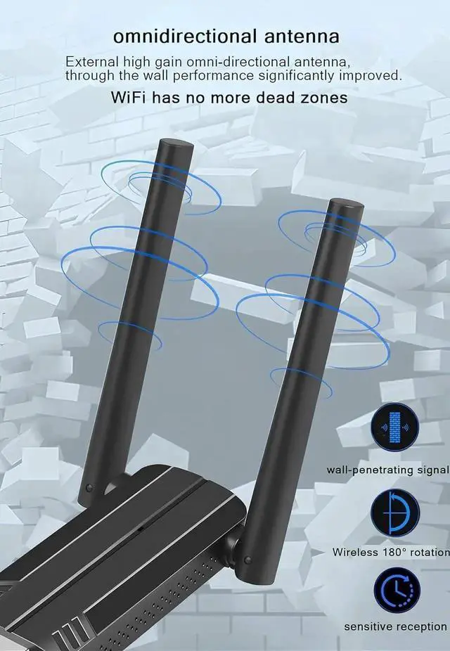 Main image of Vszerda USB WiFi 6 Adapter for Desktop PC, AX1800 USB 3.0 WiFi Dongle Dual Band 5GHz/2.4GHz Wireless Network Adapter with 2x5dBi High Gain Antennas WiFi 6 Card Wireless Adapter for Windows 11/10.