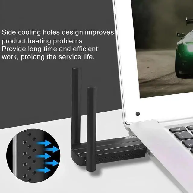 Alt view image 6 of 7 - Vszerda USB WiFi 6 Adapter for Desktop PC, AX1800 USB 3.0 WiFi Dongle Dual Band 5GHz/2.4GHz Wireless Network Adapter with 2x5dBi High Gain Antennas WiFi 6 Card Wireless Adapter for Windows 11/10.