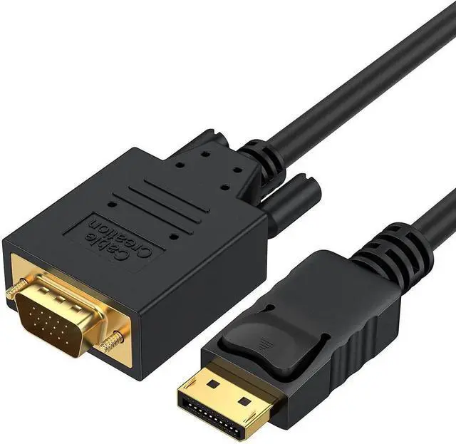 Main image of Vszerda Displayport to VGA Cable 6FT, Displayport to VGA Adapter Gold Plated 1080P@60Hz, Standard DP Male to VGA Male Cable, Compatible with Laptop, PC, TV, Projector, Black