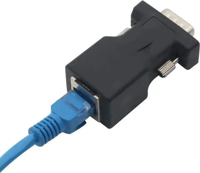 Alt view image 2 of 6 - Vszerda DB9 RS232 Male Port to RJ45 Female Connector Card DB9 Serial Port Extender to LAN CAT5 CAT6 RJ45 Network Ethernet Cable Adapter