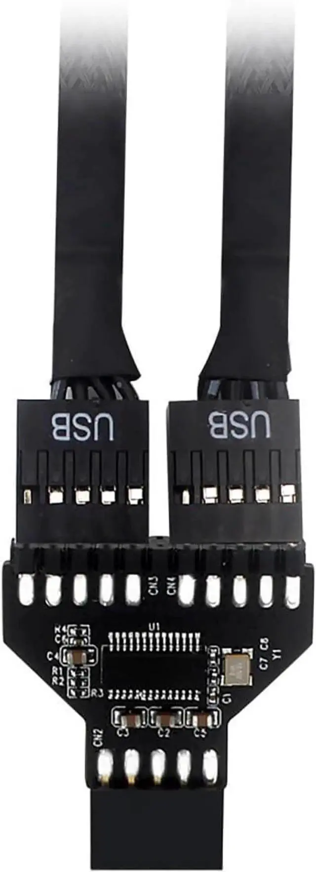 Alt view image 2 of 7 - Vszerda PH78 Motherboard USB2.0 9PIN 1 to 2 Expansion Adapter for Water-Cooled RGB Light Fan Speed Measurement