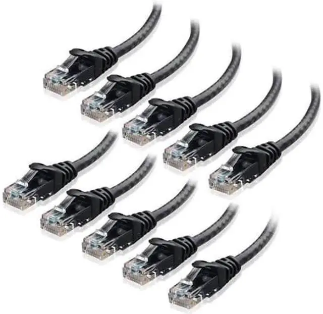 Main image of Vszerda CAT6 Ethernet Cable LAN Network RJ45 Internet Patch Cord 10Pack Black 30ft Bare Copper 30 ft.