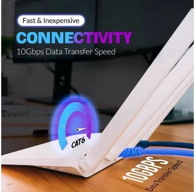 Alt view image 2 of 6 - Vszerda CAT6 Ethernet Cable LAN Network RJ45 Internet Patch Cord 10Pack Black 30ft Bare Copper 30 ft.