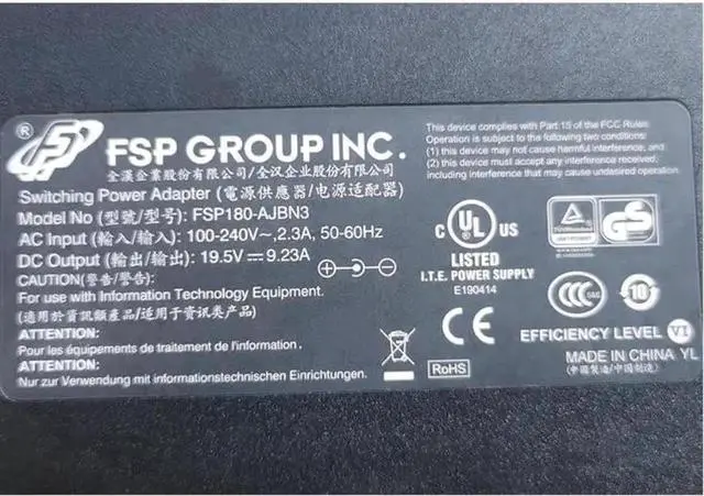 Alt view image 2 of 2 - 19.5V 9.23A 180W FSP FSP180-AJBN3 Power Supply AC Adapter For XNE15E19 MAG-15 EVOO EG-LP5-BK A15-180P1A Laptop Adapters