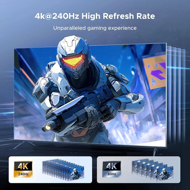 Alt view image 4 of 6 - HDMI 2.1 Switch 2 in 1 Out 8K@60Hz Ultra HD Supports 4K@240Hz 4K@120Hz VRR HDR10+ Dolby Atmos 48Gbps HDMI Switcher Compatible with Switch/Switch 2 PS5 Xbox Roku Firestick Apple TV