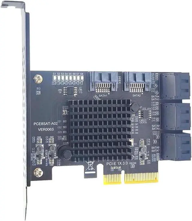 Alt view image 5 of 5 - Vszerda 8 Port SATA PCIe Card, 6 Gbps SATA 3.0 to PCI-e X4 Card,PCI Express to SATA Controller Expansion Card, SATAIII Non-Raid,with Full Profile & Low Profile Bracket (ASMedia ASM1166 Chipset)