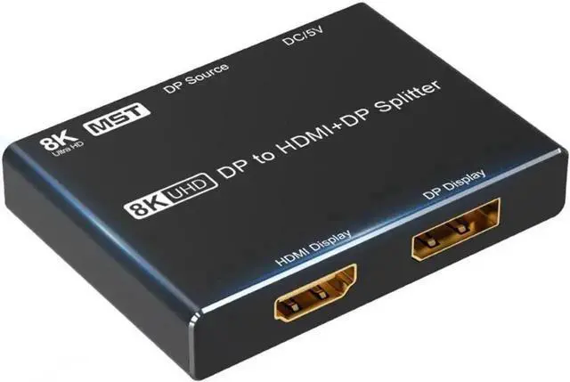Alt view image 4 of 7 - Vszerda DisplayPort HDMI Splitter 8K MST SST 1In 2Out Directional DP 1.4 8K@30Hz 4K@120Hz to DisplayPort HDMI 8K 2.1 1440P@165Hz Directional Converter Switch Multi Screen Transfer