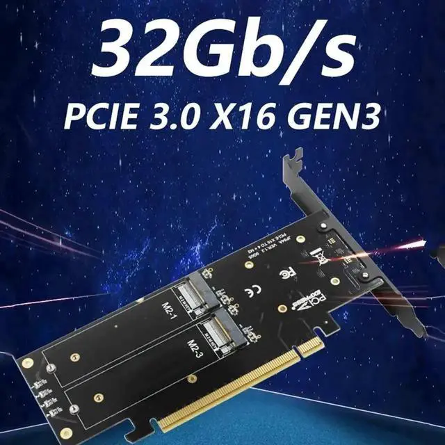 Alt view image 3 of 7 - Vszerda M.2 X16 to 4X PCIE 4.0 GEN4 Expansion Card Supports NVMe M.2 m Key 2280 up to 32Gbps for VROC NVMe Raid
