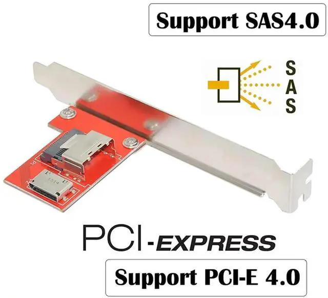 Alt view image 5 of 6 - PCI-Express 4.0 Mini SAS SFF-8087 to Oculink SFF-8611 SFF-8612 PCBA Female Adapter with Bracket