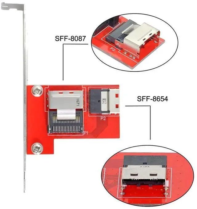 Alt view image 3 of 7 - PCI-Express 4.0 Slimline SAS SFF-8654 to Mini SAS SFF-8087 PCBA Female Adapter with Bracket