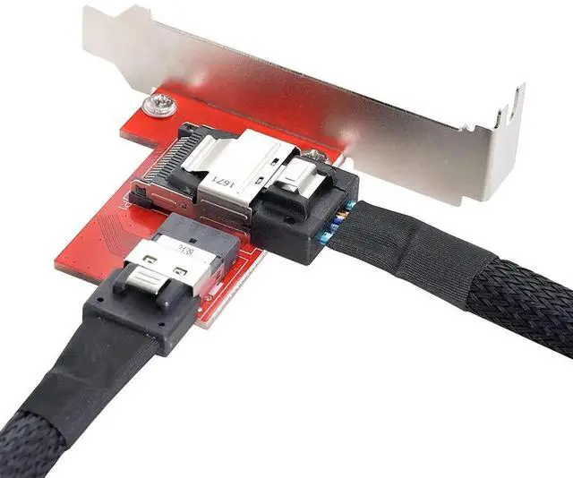 Alt view image 5 of 7 - PCI-Express 4.0 Slimline SAS SFF-8654 to Mini SAS SFF-8087 PCBA Female Adapter with Bracket