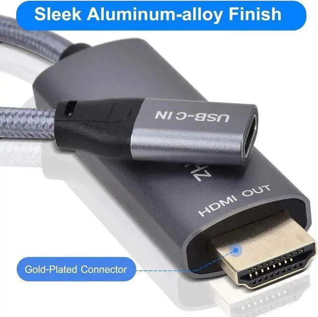 Alt view image 4 of 7 - Vszerda USB-C Female to HDMI Male Cable Adapter,USB Type C 3.1 Input to HDMI Ouput Converter,4K 60Hz USBC Thunderbolt 3 Adapter for New MacBook Pro,Mac Air,Chromebook Pixel and More