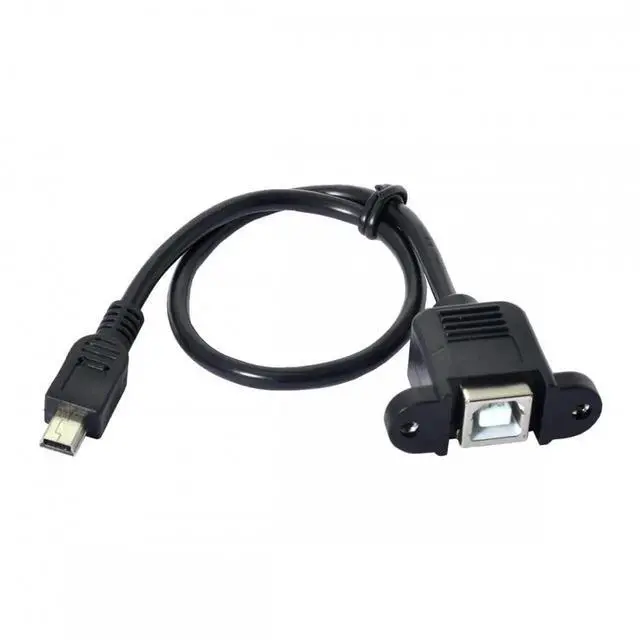 Alt view image 3 of 7 - Vszerda Cable Mini USB B Type 5-Pin Male to USB 2.0 B Type Female Data Cable with M3 Nuts Panel Mount Type