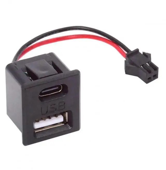 Main image of Vszerda Connector DIY OEM Type-C & Type-A Female Socket to 2Pin Header Cable Pitch=2.54mm Latch Mount Type DC 5V Power