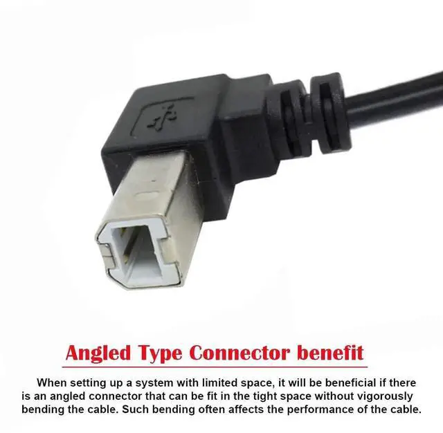 Alt view image 4 of 7 - Vszerda USB 2.0 B Type Male to Female Extension Cable Up Angled 90 Degree 20cm for Printer Scanner Disk