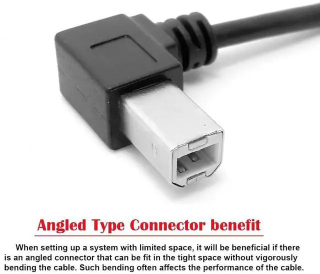 Alt view image 3 of 7 - Vszerda USB 2.0 B Type Male to Female Extension Cable Left Angled 90 Degree 20cm for Printer Scanner Disk