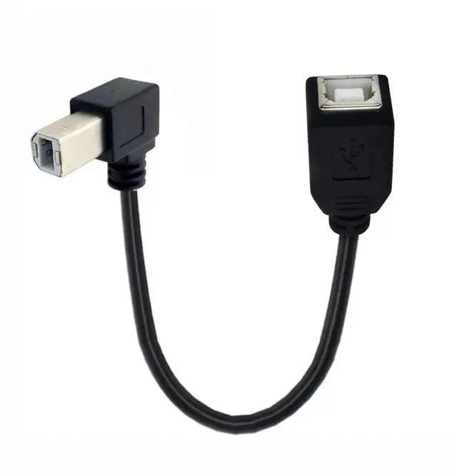 Alt view image 7 of 7 - Vszerda USB 2.0 B Type Male to Female Extension Cable Left Angled 90 Degree 20cm for Printer Scanner Disk