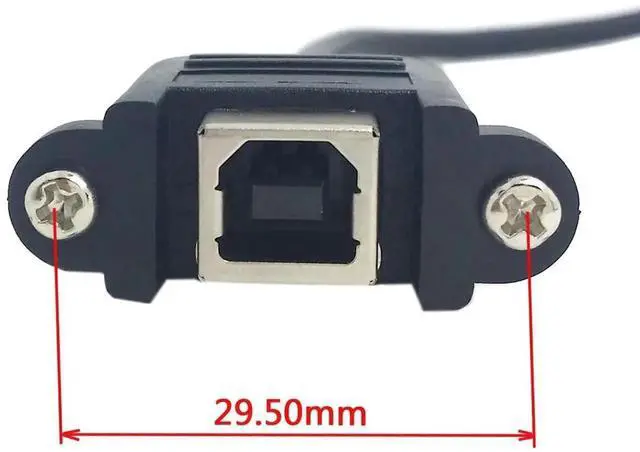 Alt view image 3 of 7 - Vszerda USB Type-B Male to Female Extension Cable 50cm Left Angled 90 Degree with Screws Panel Mount for Printer Scanner Disk