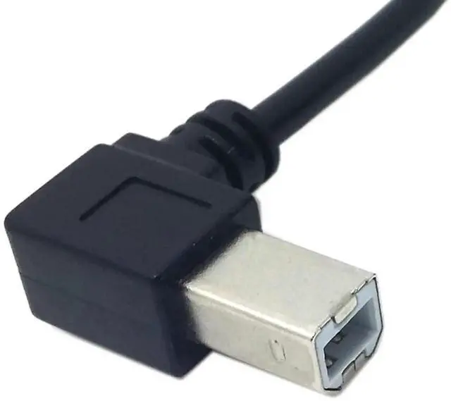 Alt view image 7 of 7 - Vszerda USB Type-B Male to Female Extension Cable 50cm Left Angled 90 Degree with Screws Panel Mount for Printer Scanner Disk